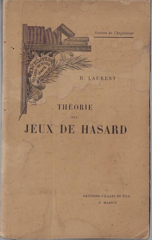 Théorie des jeux d'hasard - copertina