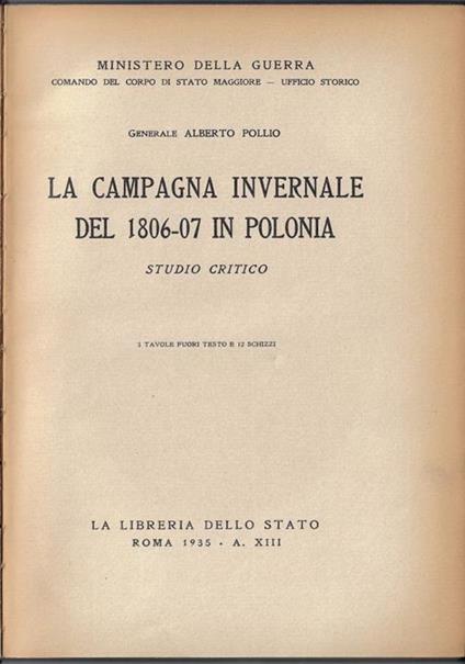 La campagna invernale del 1806-07 in Polonia : studio critico - ALberto Polli - copertina