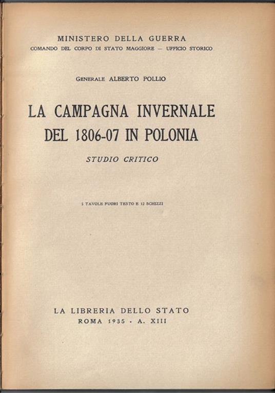 La campagna invernale del 1806-07 in Polonia : studio critico - ALberto Polli - copertina