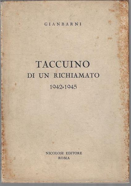 Taccuino di un richiamato : 1942-1945 - copertina