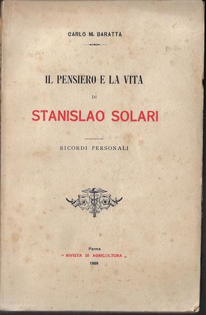 Il pensiero e la vita di Stanislao Solari : ricordi personali - copertina