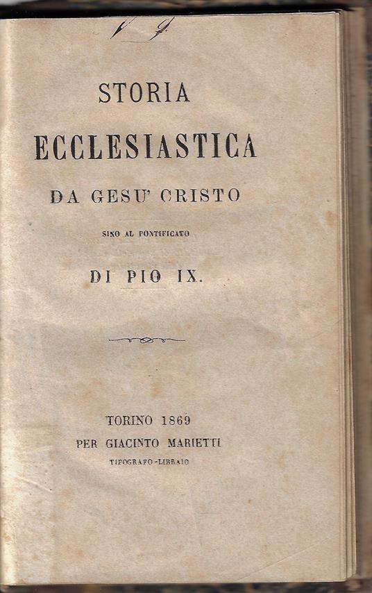 Storia ecclesiastica da Gesù Cristo sino al pontificato di Pio IX - copertina