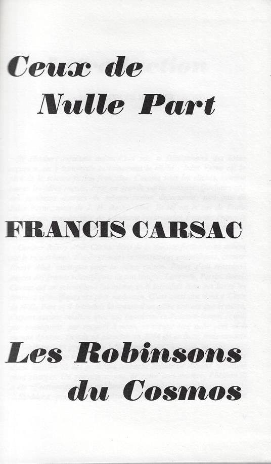 Ceux de Nulle Part - Les Robinsons du Cosmos - Francis Carsac - copertina