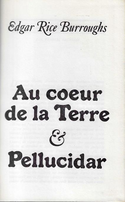 Au coeur de la terre & Pellucidar - Edgar Rice Burroughs - copertina
