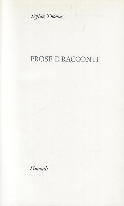 Prose e Racconti - Dylan Thomas - copertina