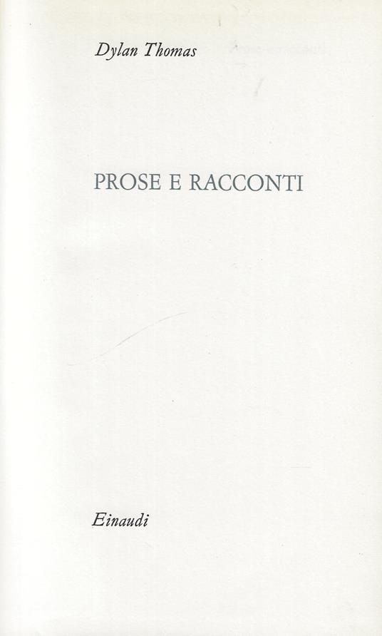 Prose e Racconti - Dylan Thomas - copertina