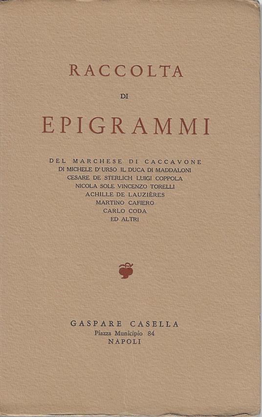 Raccolta di epigrammi - copertina