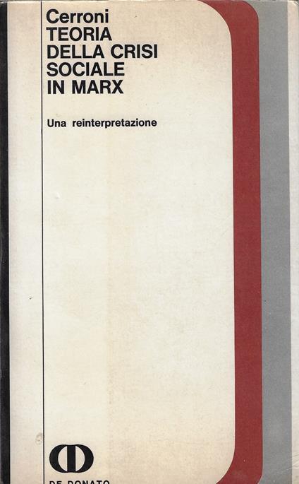 Teoria della crisi sociale in Marx : una reinterpretazione - Umberto Cerroni - copertina