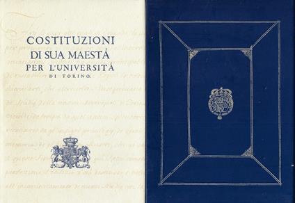 Costituzioni di sua maesta per l'Università di Torino - copertina