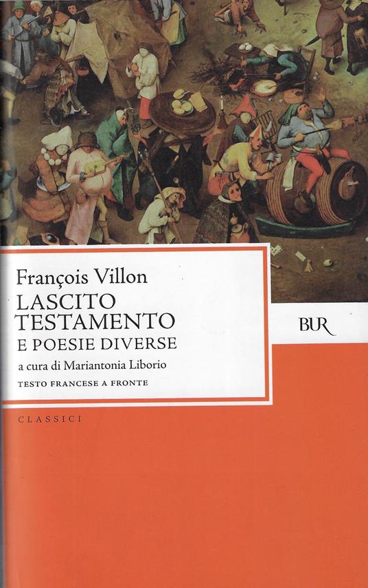 Lascito Testamento e Poesie diverse - François Villon - copertina