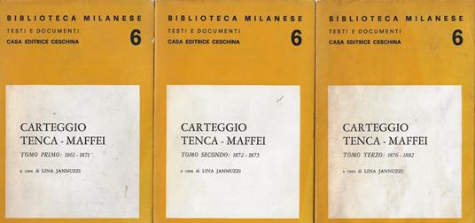 Carteggio Tenca-Maffei - copertina