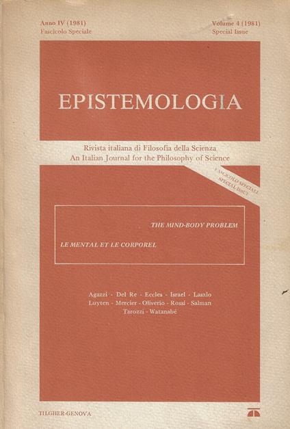 Epistemologia : rivista italiana di filosofia della scienza, anno IV (1981), fascicolo speciale - copertina