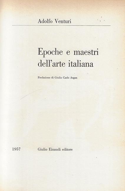 Epoche e maestri dell'arte italiana - Adolfo Venturi - copertina