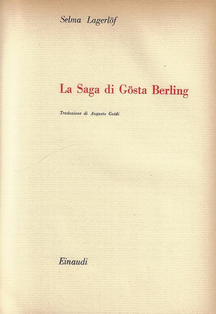 La saga di Gosta Berling - Selma Lagerlöf - copertina