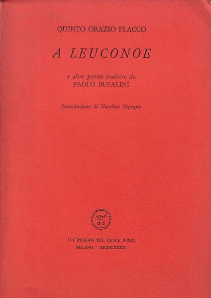 A Leuconoe e altre poesie - Q. Flacco Orazio - copertina
