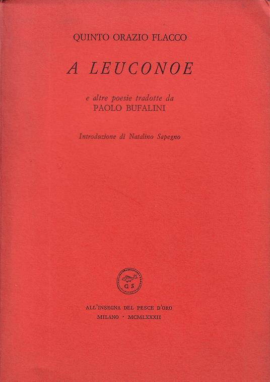 A Leuconoe e altre poesie - Q. Flacco Orazio - copertina