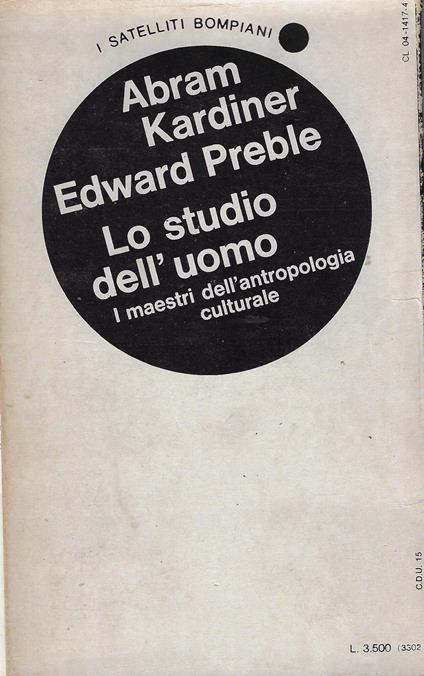 Lo studio dell'uomo : i maestri dell'antropologia culturale (tre volumi) - Abram Kardiner - copertina