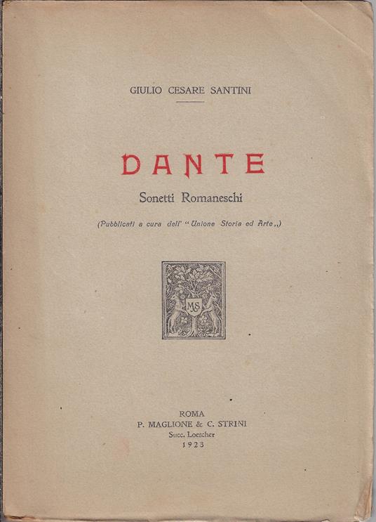 Dante : sonetti romaneschi - Giulio Cesare Santini - copertina