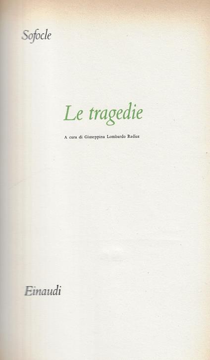 Le tragedie - Sofocle - copertina