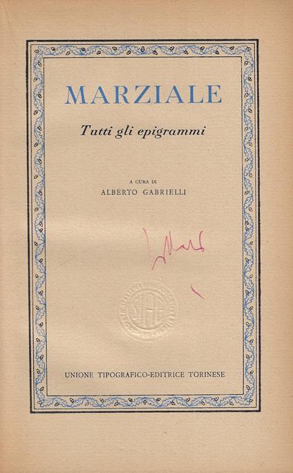 Tutti gli epigrammi - M. Valerio Marziale - copertina