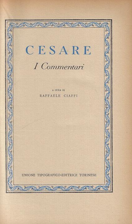 I commentari - G. Giulio Cesare - copertina