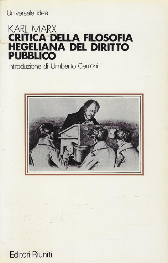 Critica della filosofia hegeliana del diritto pubblico - Karl Marx - copertina