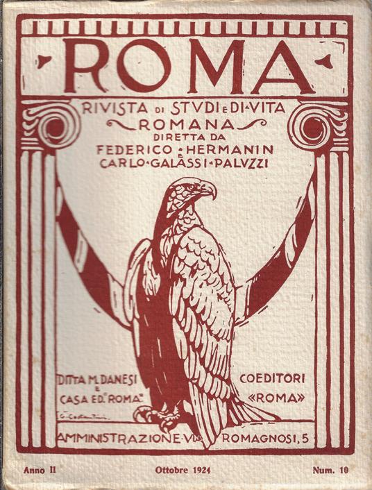 Roma, rivista di studi e di vita romana. Ottobre 1924, Anno II, Num. 10 - Carlo Galassi Paluzzi - copertina