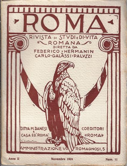 Roma, rivista di studi e di vita romana. Novembre 1924, Anno II, Num. 11 - Carlo Galassi Paluzzi - copertina