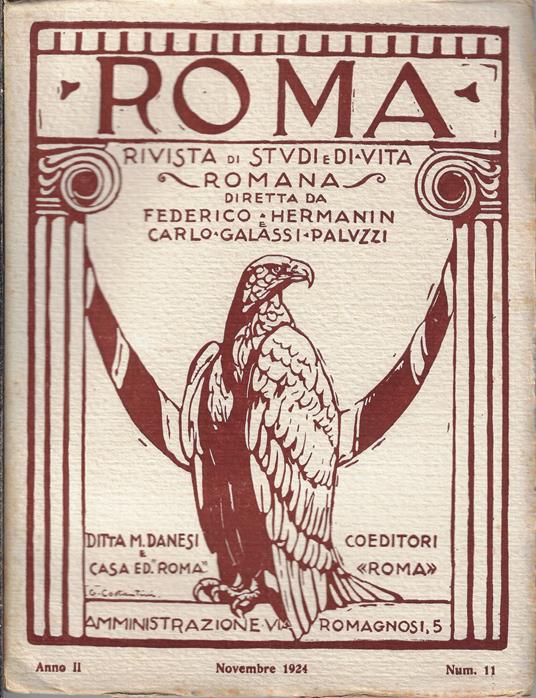 Roma, rivista di studi e di vita romana. Novembre 1924, Anno II, Num. 11 - Carlo Galassi Paluzzi - copertina