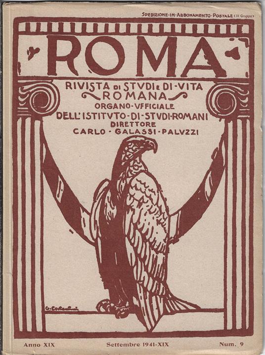 Roma rivista di studi e di vita romana, Settembre 1941, Anno XIX, Num. 9 - copertina
