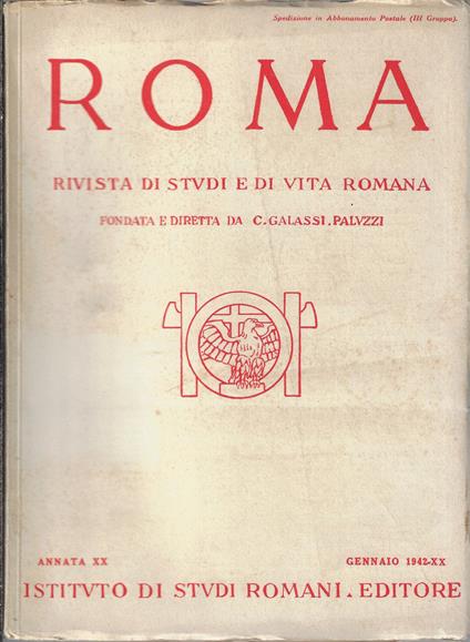 Roma rivista di studi e di vita romana, Gennaio 1942, Anno XX, N. 1 - copertina