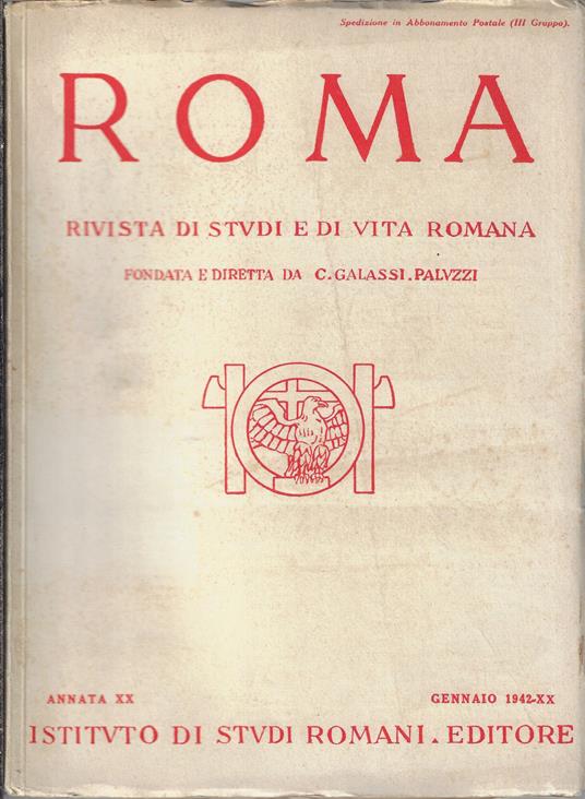 Roma rivista di studi e di vita romana, Gennaio 1942, Anno XX, N. 1 - copertina