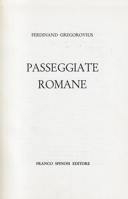 Passeggiate romane - Ferdinand Gregorovius - copertina