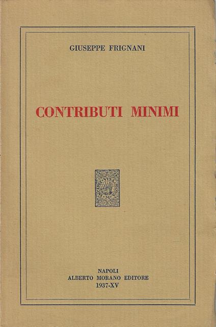 Contributi minimi - Giuseppe Frignani - copertina