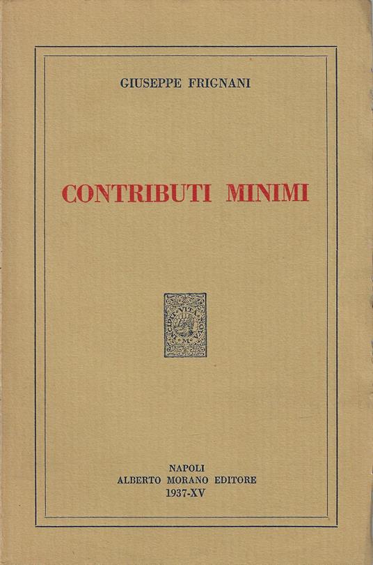 Contributi minimi - Giuseppe Frignani - copertina
