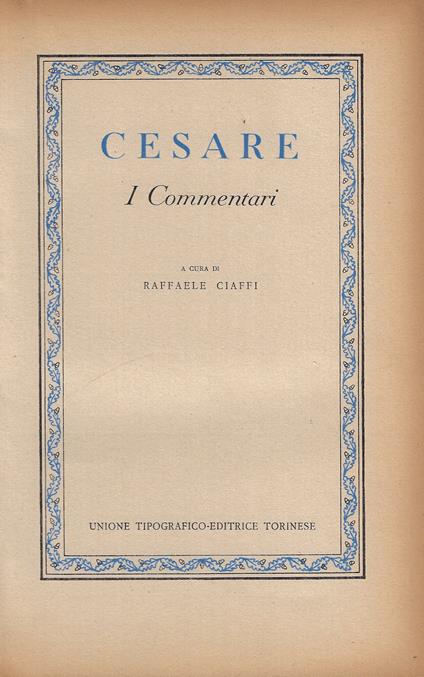I commentari - G. Giulio Cesare - copertina