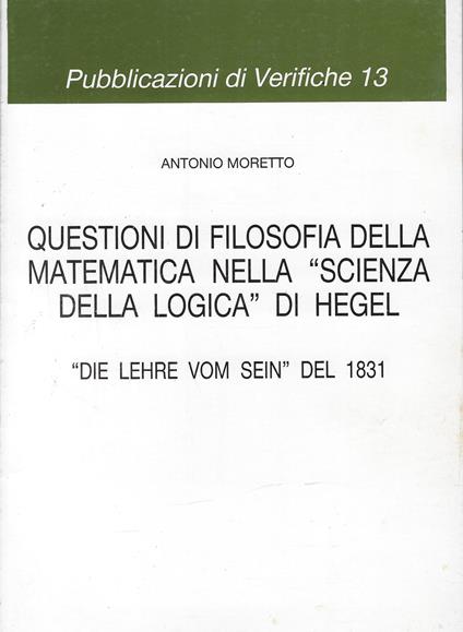 Questioni di filosofia della matematica nella Scienza della logica di Hegel - copertina
