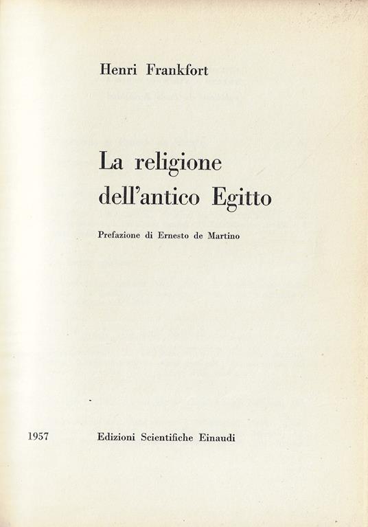 La religione dell'antico Egitto - Henri Frankfort - copertina
