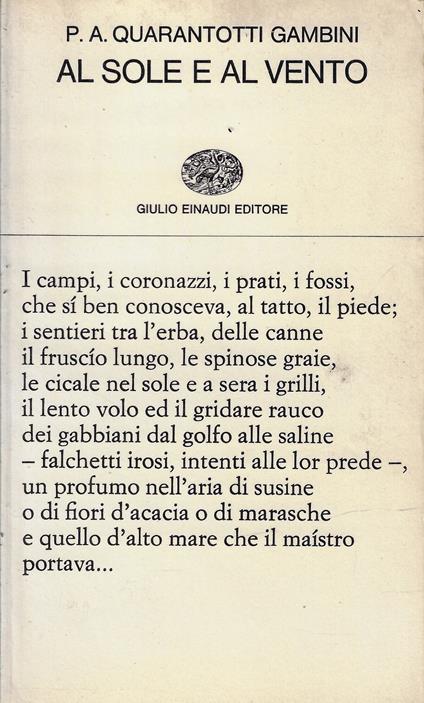 Al sole al vento - Pier Antonio Quarantotti Gambini - copertina