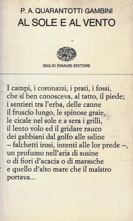 Al sole al vento - Pier Antonio Quarantotti Gambini - copertina