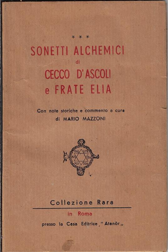 Sonetti alchemici di Cecco d'Ascoli e frate Elia - copertina