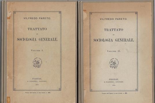 Trattato di sociologia generale (due volumi) - Vilfredo Pareto - copertina