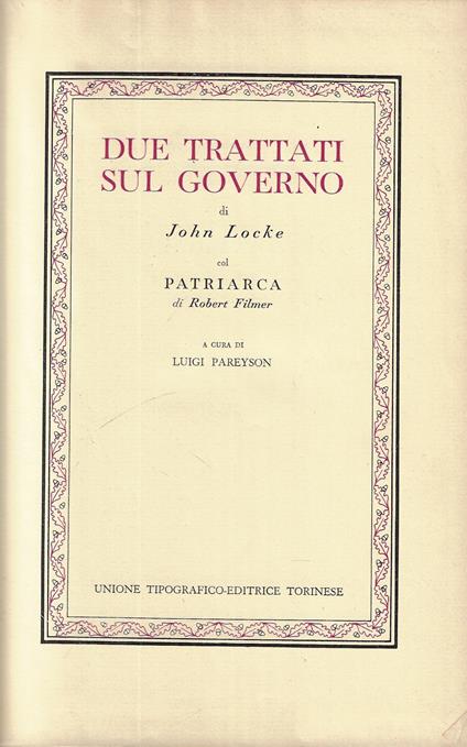 Due trattati sul governo - John Locke - copertina