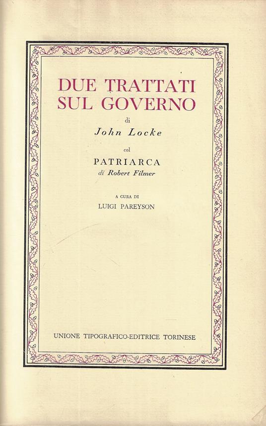 Due trattati sul governo - John Locke - copertina