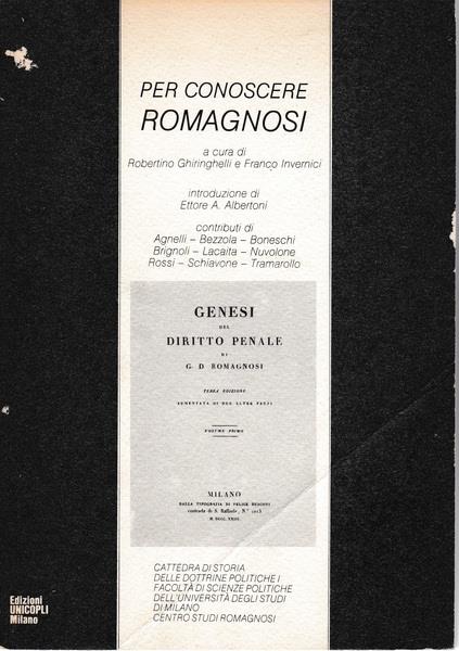 Per conoscere Romagnosi - copertina