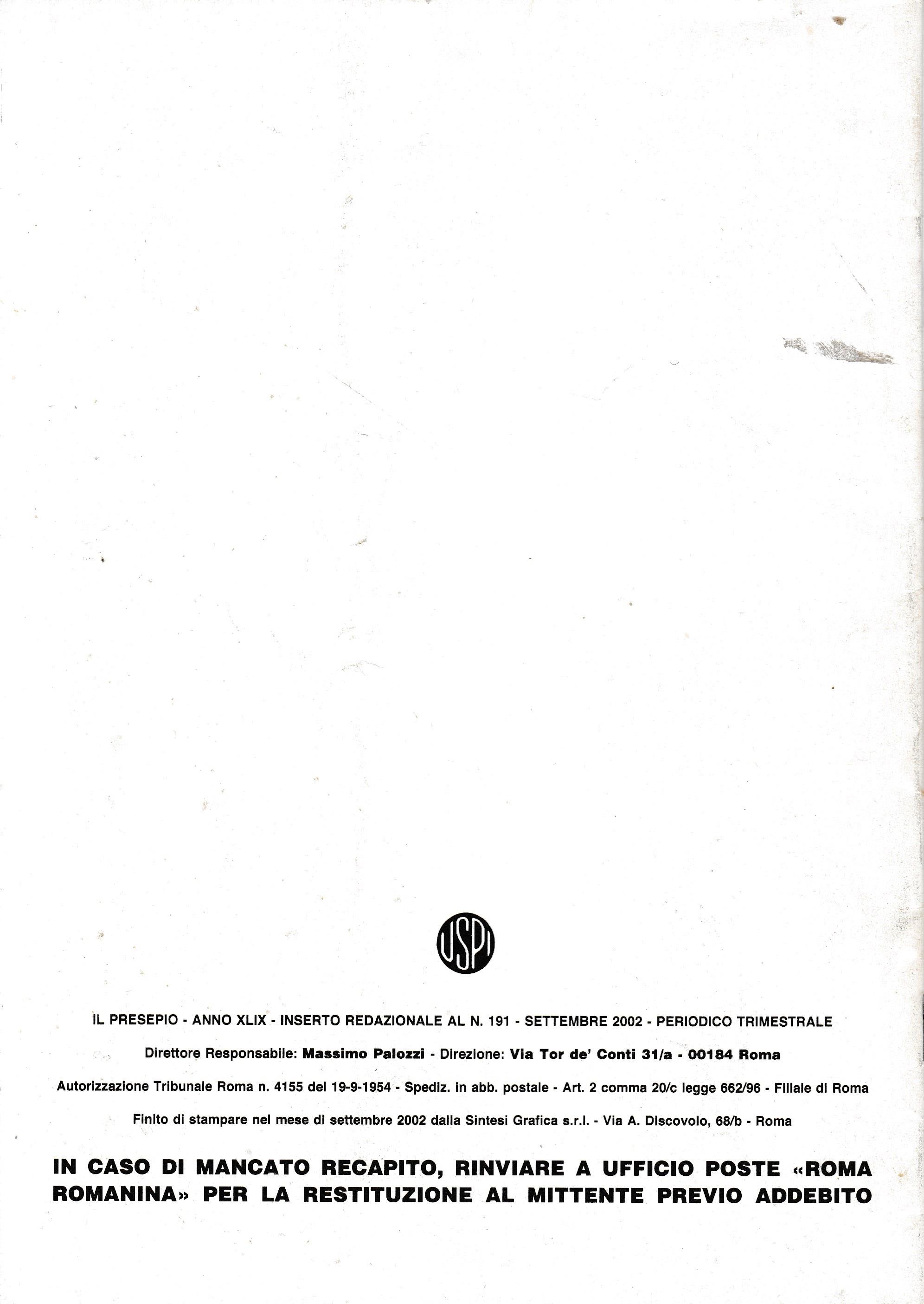 Il Presepio. Rivista dell'Associazione Italiana Amici del Presepio - Girando per presepi. Natale 2002 inserto redazionale al n. 191