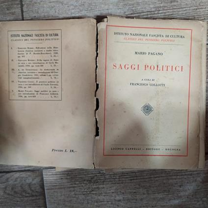 Saggi Politici - Mario Pagano - copertina