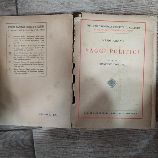 Saggi Politici - Mario Pagano - copertina