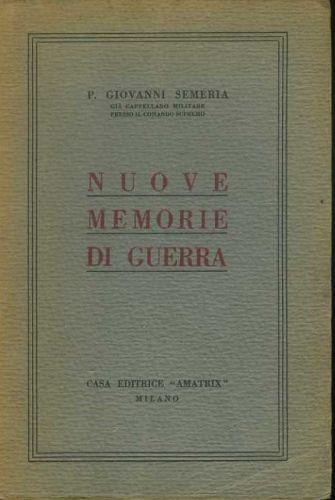 Nuove memorie di Guerra - Giovanni Semeria - copertina