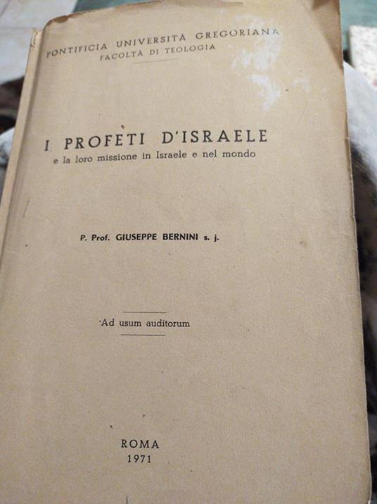 I profeti d Israele e la loro missione in Israele e nel mondo - Giuseppe Bernini - copertina